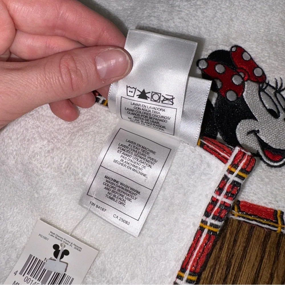 Walt Disney World Parks Minnie Mouse Set 4 Washcloth Plaid Trim NWT